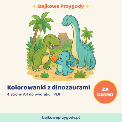 Kolorowanki z dinozaurami — 4 strony A4 (PDF)